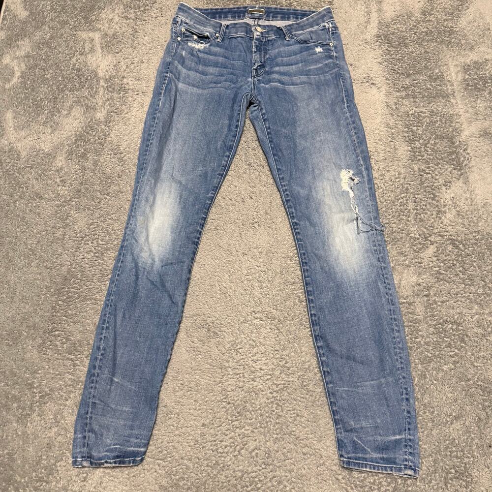 Mother Denim Jeans Womens 29 (30x30) Looker Ankle Distressed Blue Denim ***